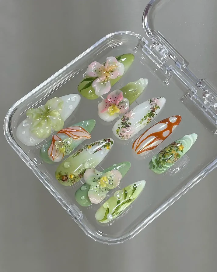 3D Floral Green Vines Abstract Garden - Almond | Ships from USA - Image 3