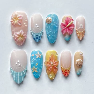 Tropical Flower Shell Pearl Beach Vacation - Almond | Ships from USA