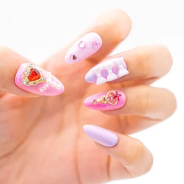Pink & Purple Heart & Bow - Almond | Ships from USA