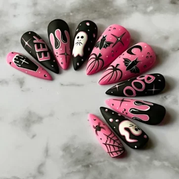 Pink Cute Ghost Halloween - Almond | Ships from USA