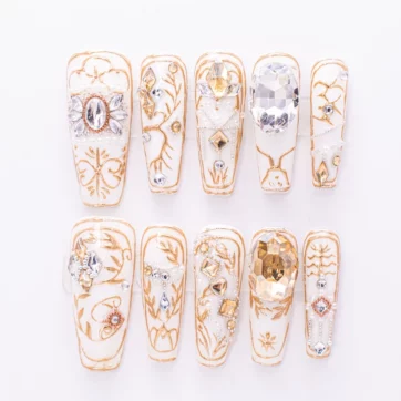 White Elegant Gold Detailing - Coffin | Ships from USA