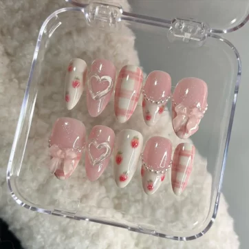 Dreamy Pink Cute Bow and Heart - Almond | Ships from USA