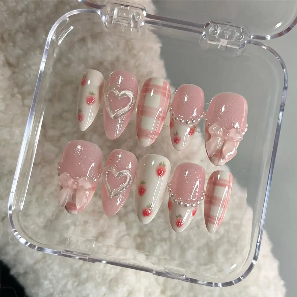 Dreamy Pink Cute Bow and Heart - Almond | Ships from USA