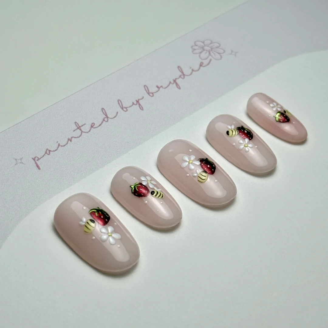 Chrome Strawberries and Bees - Almond | Ships from UK